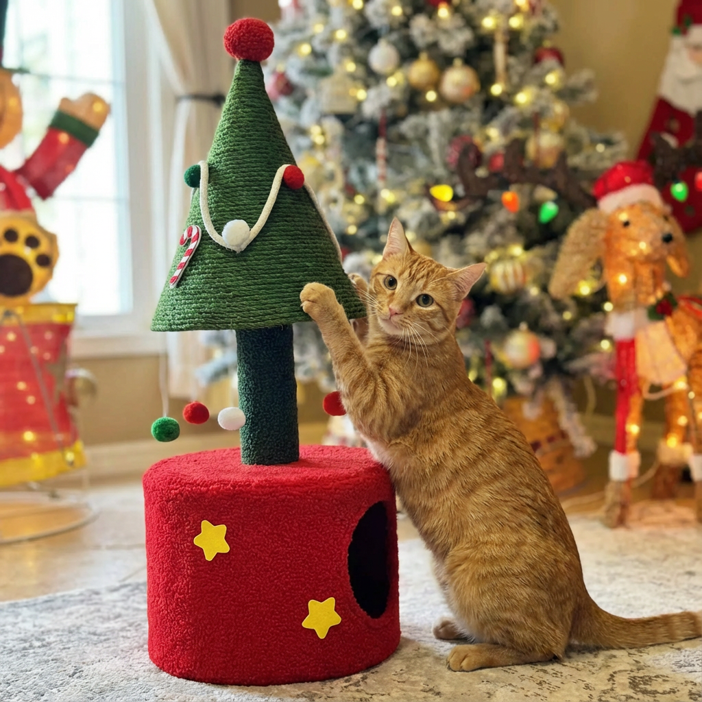Christmas Tree Cat House & Scratching Post 🎄
